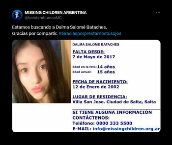 El posteo de Missing Children