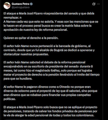 Gustavo Petro - crédito @petrogustavo/X