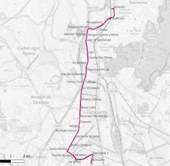 Ruta del Mexibús Línea V,