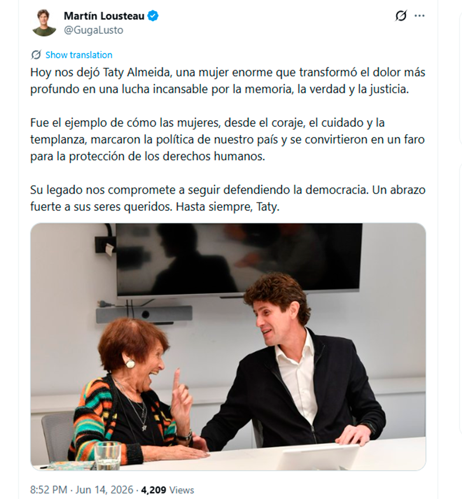 Reacciones despedida Taty Almeyda