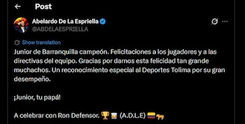 Abelardo De La Espriella felicitó