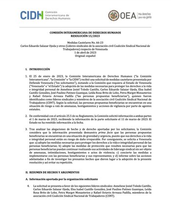 La CIDH decretó medidas a