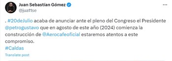 El representante indicó que estará