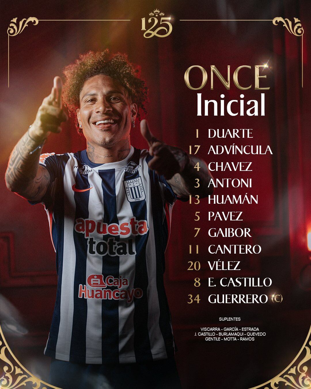 Once de Alianza Lima para el duelo ante Atlético Grau por Liga 1 2026.