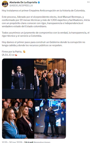Abelardo de la Espriella puso en marcha el primer Empalme Anticorrupción en Colombia - crédito @ABDELAESPRIELLA/X