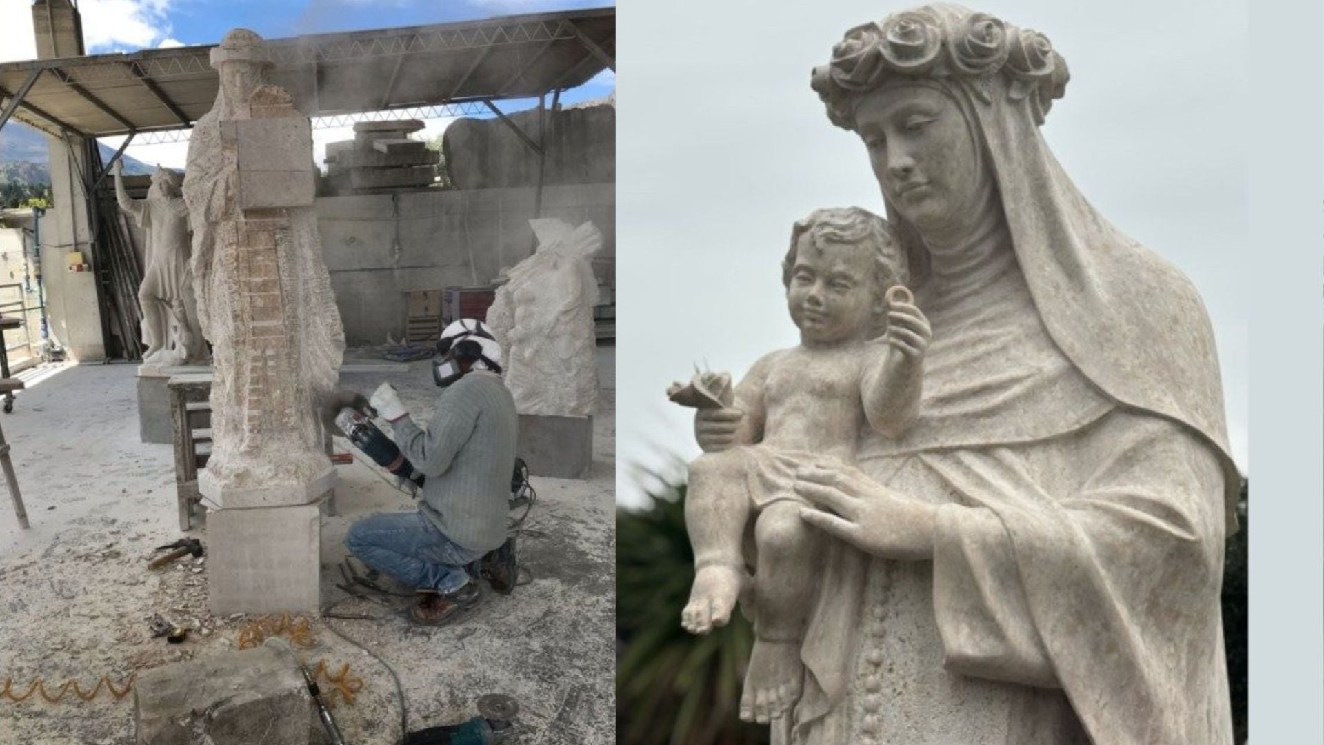 El joven escultor peruano Edwin Morales trabaja en la estatua de Santa Rosa de Lima que ofrece una rica simbología que refleja el camino terreno de la primera santa del Nuevo Mundo | (@Vatican Media)
