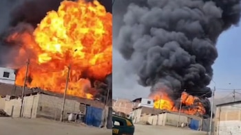 Voraz incendio en fábrica de insumos químicos en San Juan de Lurigancho moviliza varias unidades de Bomberos para controlar el fuego