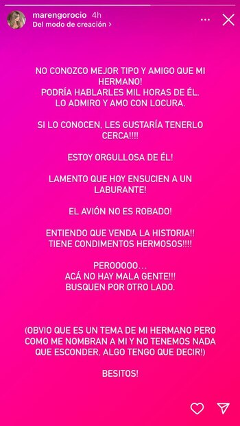 El mensaje de Rocío Marengo