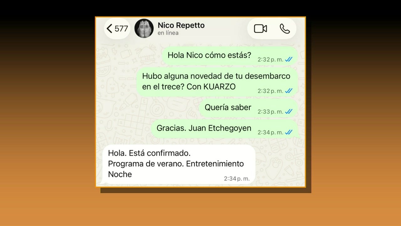 Juan Etchegoyen mostró el diálogo entre Nicolás Repetto