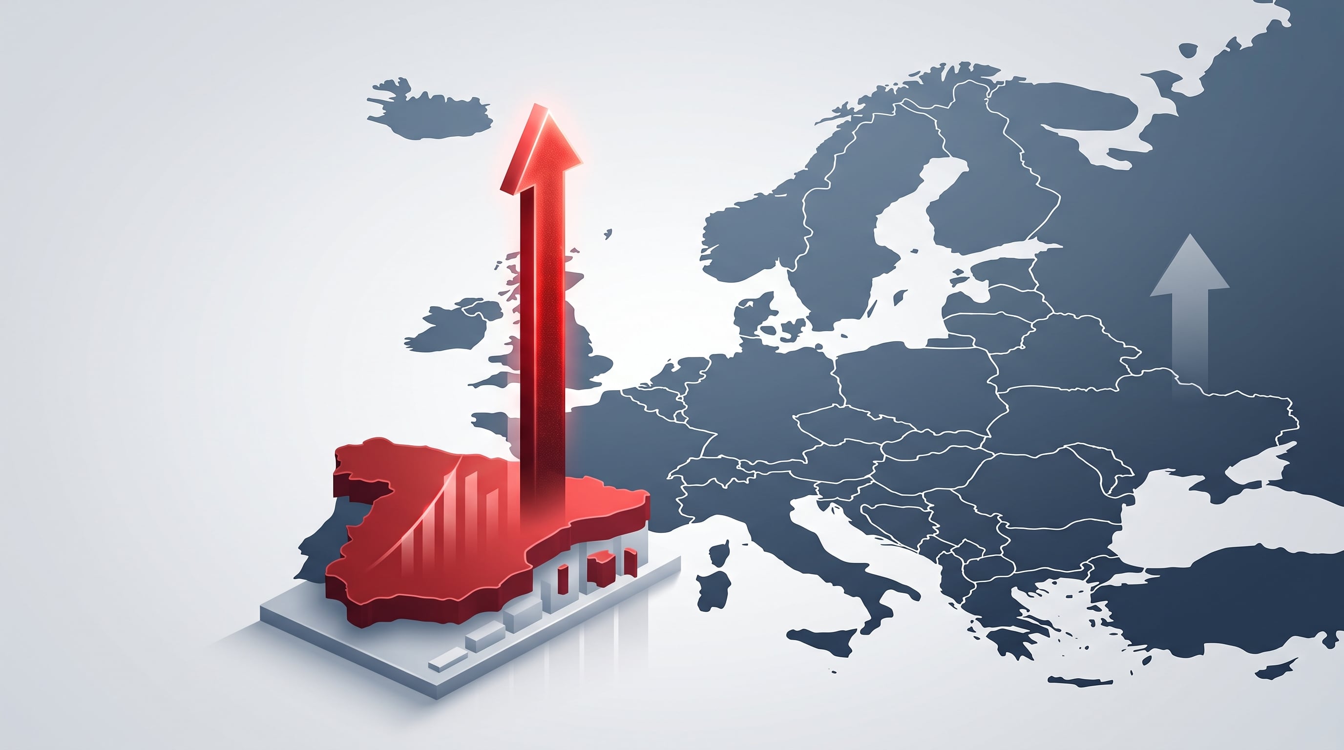 Una representación sobre el mapa del continente ilustra la subida de los precios en España en comparación con el resto de Europa. (Imagen Ilustrativa Infobae)