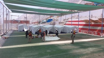 Instalación de carpas en Secocha.