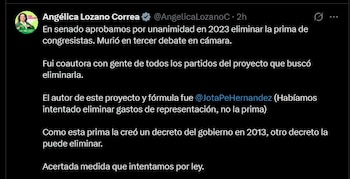 Angélica Lozano (Alianza Verde):
“La prima