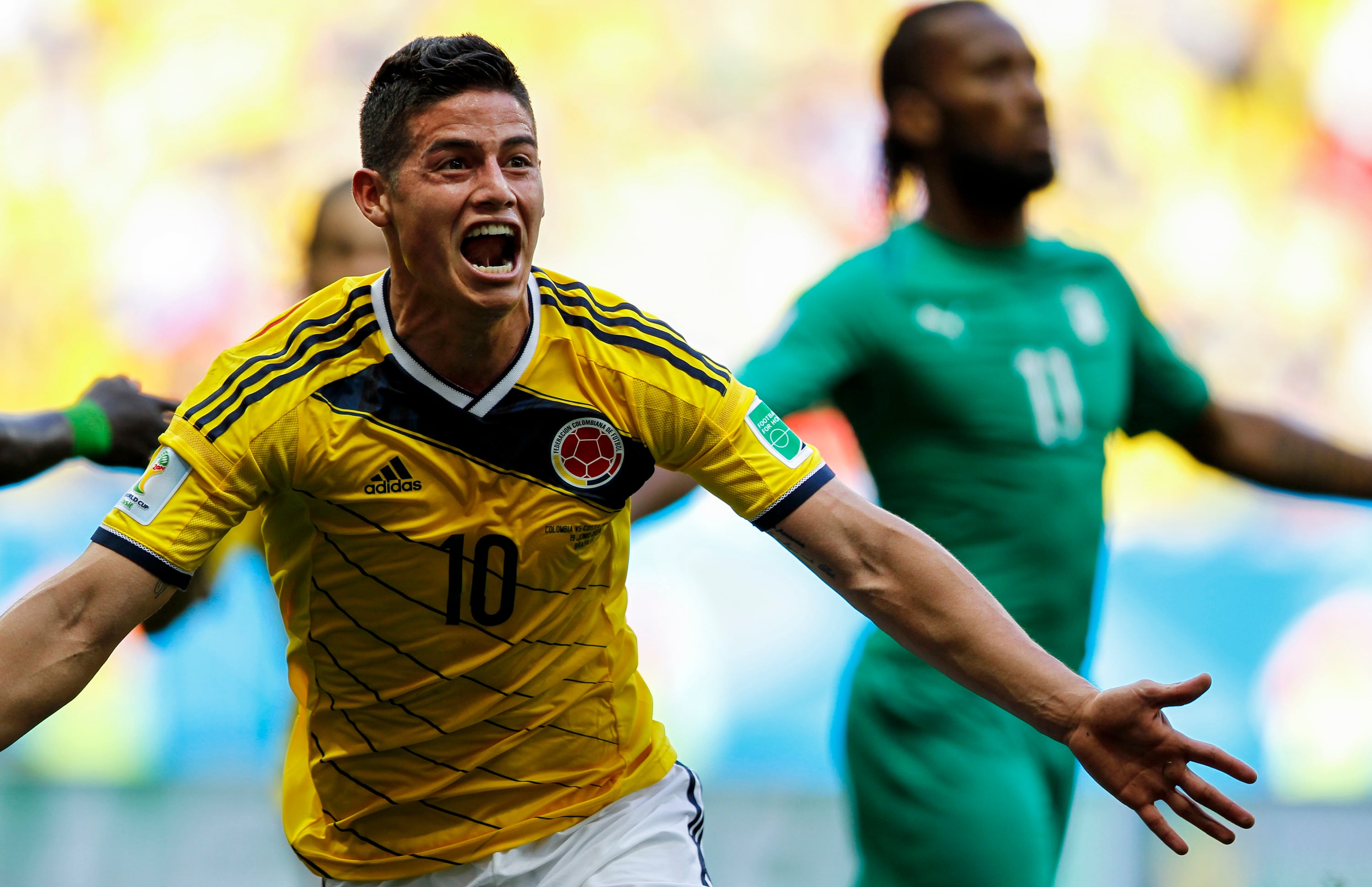 James Rodríguez celebra el gol que abrió el marcador en el partido de la selección Colombia contra Costa de Marfil - crédito Colprensa