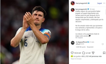 El posteo de Harry Maguire que causó conmoción en Inglaterra (Instagram)