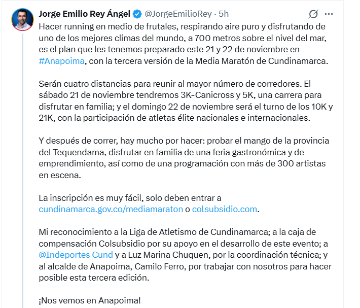 El 30% de los fondos recaudados por las inscripciones se destinará a la atención de los damnificados del terremoto del 10 de agosto - crédito Jorge Emilio Rey/X