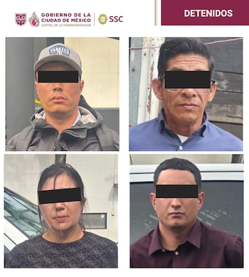 Estas son las cuatro personas detenidas por robos a automovilistas. Crédito: SSC