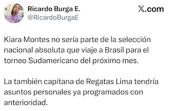 Kiara Montes no formaría parte de la selección peruana de vóley en el Campeonato Sudamericano por asuntos familiares.
