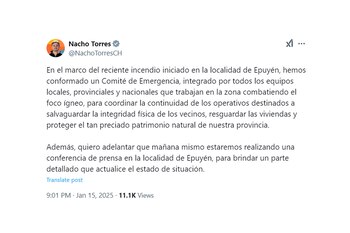 Incendios en Chubut, el comunicado