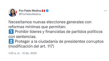 Exministra se pronuncia sobre mensaje a la Nación.
