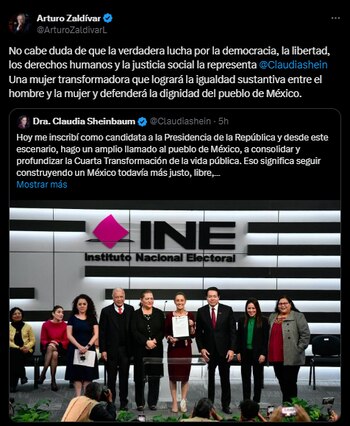 El exministro acompañó a Sheinbaum