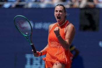 El grito de victoria de Aryna Sabalenka al vencer a Camila Osorio en el US Open-crédito SARAH YENESEL/EFE/EPA