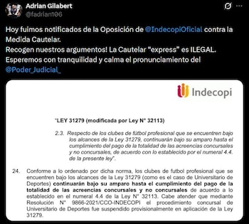 Universitario de Deportes – Adrián Gilabert - Indecopi – Gremco – Perú – deportes – 31 agosto