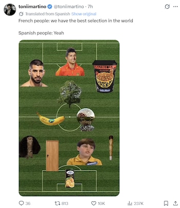 Los mejores memes del España vs. Francia. (X / Captura de pantalla)