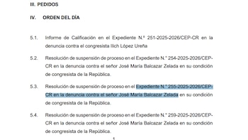 Comisión de Ética verá este lunes posible suspensión de denuncias contra Balcázar