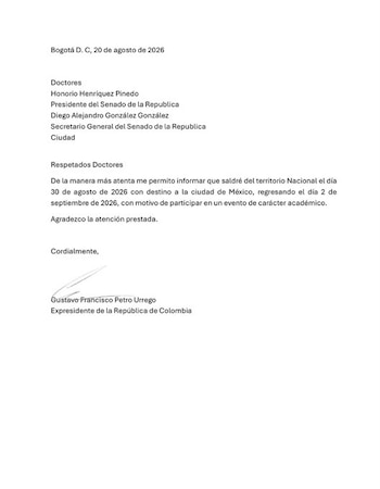 Esta fue la misiva enviada por Gustavo Petro al Senado de la República - crédito @Habitantesiete/X