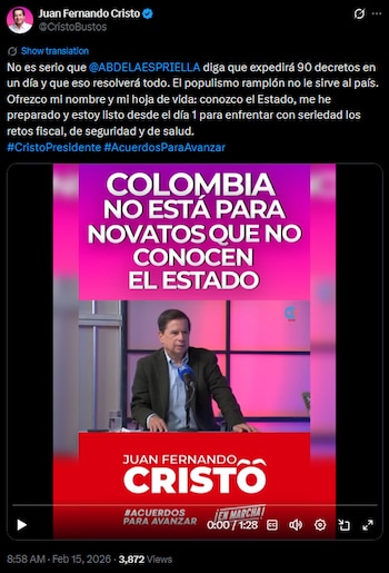 Juan Fernando Cristo alertou sobre isso