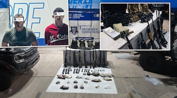 El operativo en Ojinaga dejó dos detenidos el 21 de septiembre: Octavio V. L., alias “El Tavo” o “El 13”, señalado por la SSPE como presunto líder criminal en la zona fronteriza y vinculado con el ataque al helicóptero, y Axel A. A. (Crédito: SSPE)