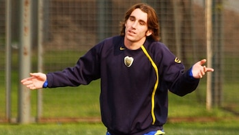 El jugador de Boca, Andres Franzoia, durante el entrenamiento de su equipo en Casa Amarilla (CARLOS BRIGO/DIARIO POPULAR)