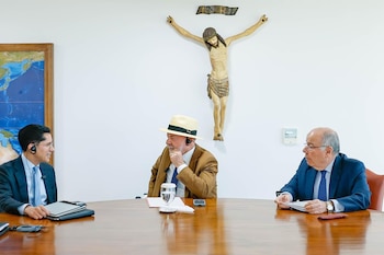 Reunión de Roberto Velasco y Lula da Silva en Brasil. (Foto: SRE)