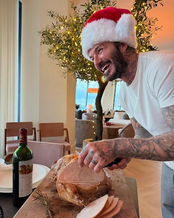David Beckham, cortando el pavo