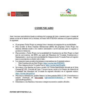Ministerio de Vivienda se pronuncia.