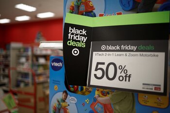 Black Friday signage is displayed