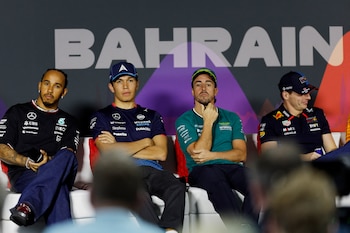 Hamilton, Albon, Alonso y Verstappen