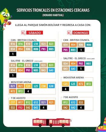 TransMilenio habilita más de 30 rutas troncales y 34 zonales para facilitar el acceso al Parque Simón Bolívar durante el Festival de Verano 2026 - crédito Transmilenio