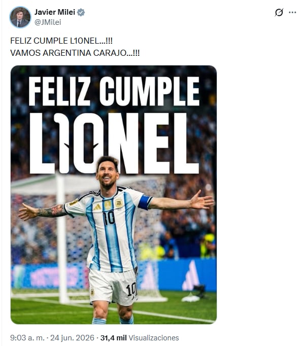 El mensaje de Milei para Messi
