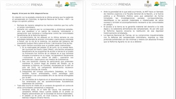 La ANT aseguró que los recientes ataques evidencian un patrón de violencia contra beneficiarios de la reforma agraria. - crédito ANT