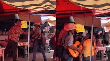 Extranjero intenta callar a músico