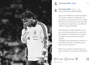 La publicación de Lamine Yamal en su cuenta de Instagram (redes sociales)