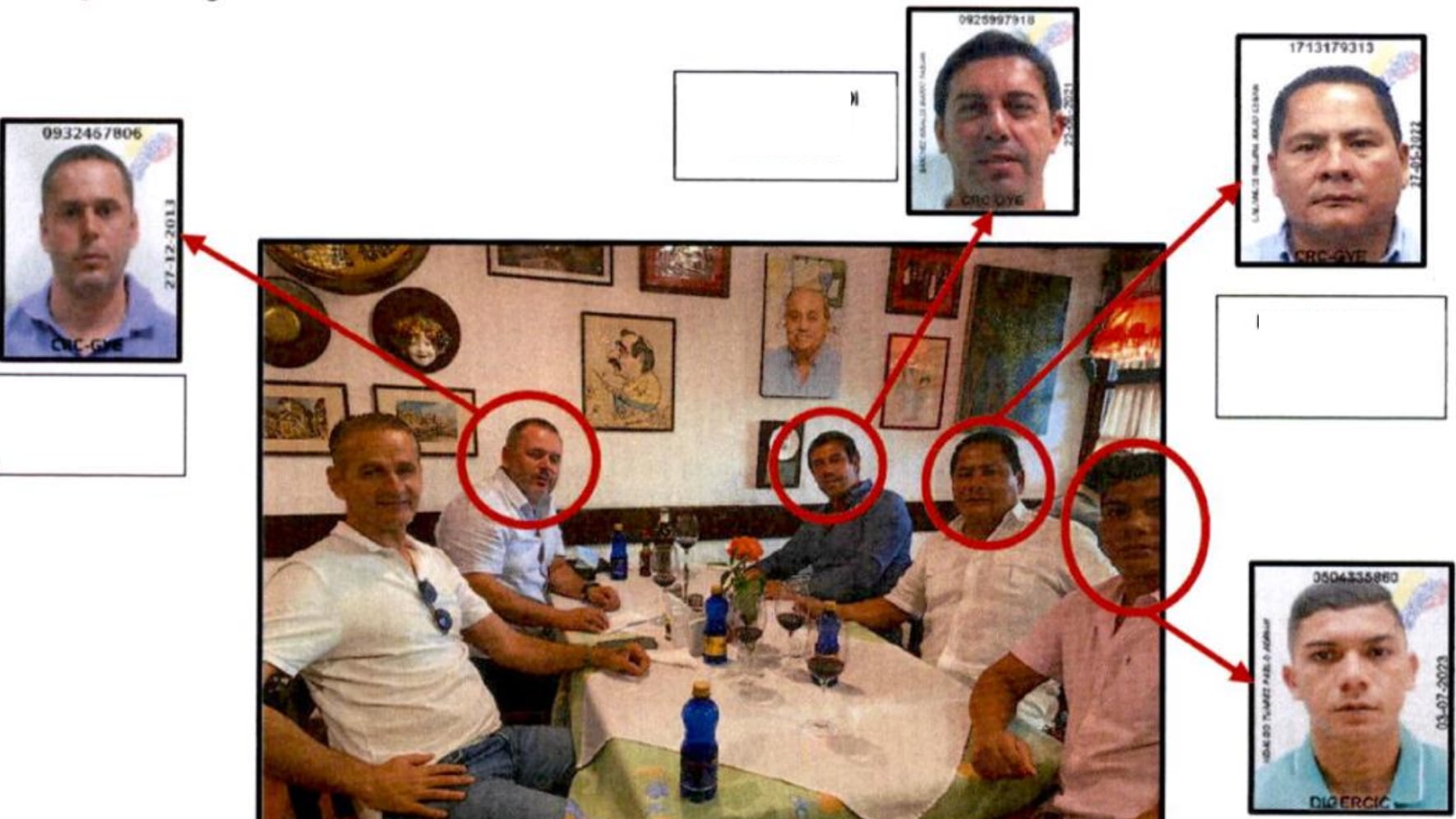 Cuerpo 463. Dritan Gjik, Mario Fabián Sánchez Rinaldi, Julio CésarL. M. y Pablo Adrián H. T., actualmente procesados por lavado de activos. (Fiscalía de Ecuador)