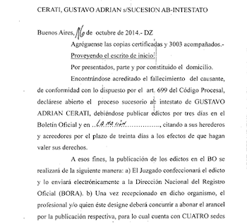 Documento: el inicio de la sucesión de Gustavo Cerati