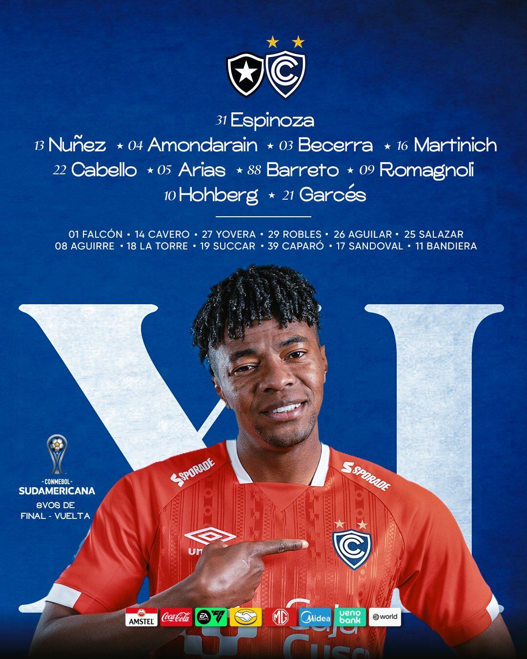 Once de Cienciano para la vuelta con Botafogo por Copa Sudamericana 2026 - Crédito: X.