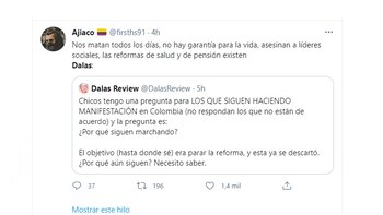 Dalas Review, youtuber español, es tendencia en Colombia por preguntar por qué continúan las marchas