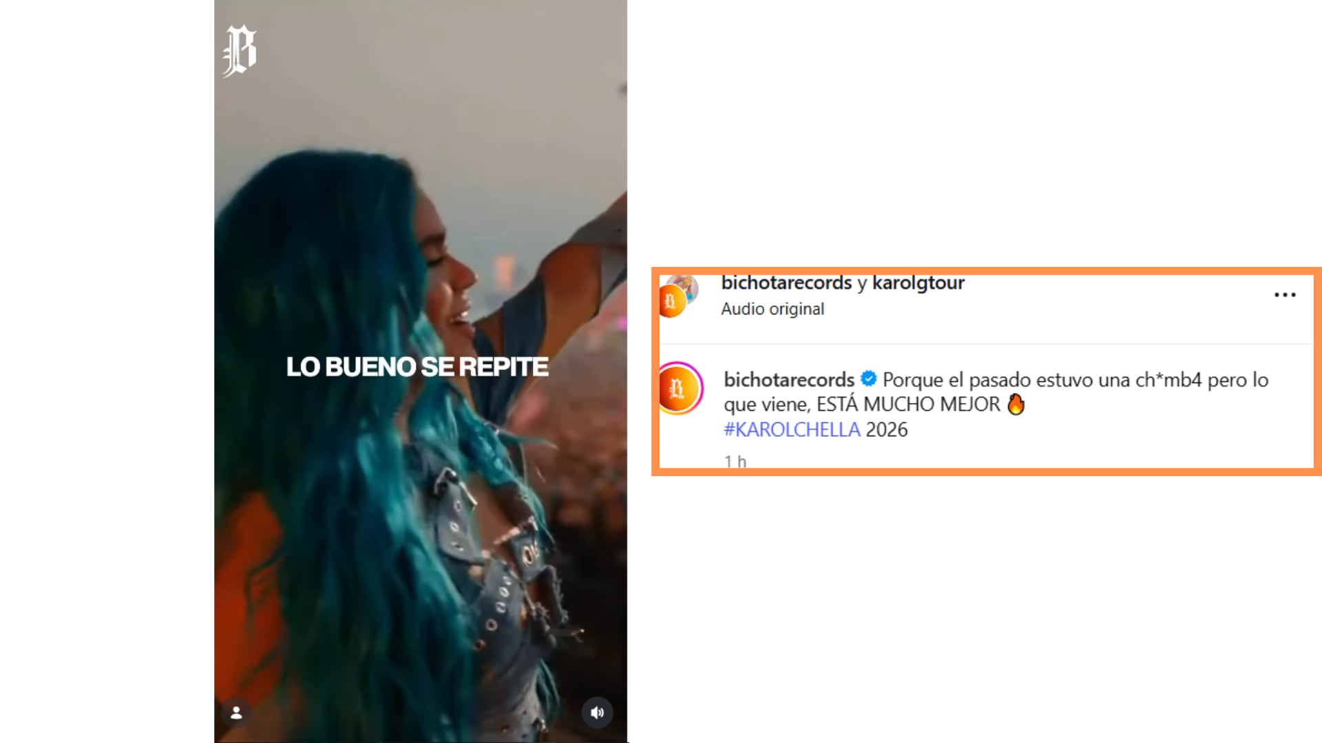 Karol G estará el 12 y 19 de abril como headliner del festival Coachella 2026 - crédito @karolgtour/ Instagram