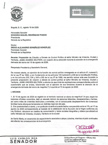 Luis Carlos Rúa radicó citación a debate de control político a Jaime Andrés Beltrán