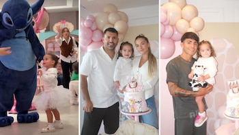 El doble festejo de Olivia, la hija del Kun Agüero y Sofía Calzetti: globos, pelotero y temática animal