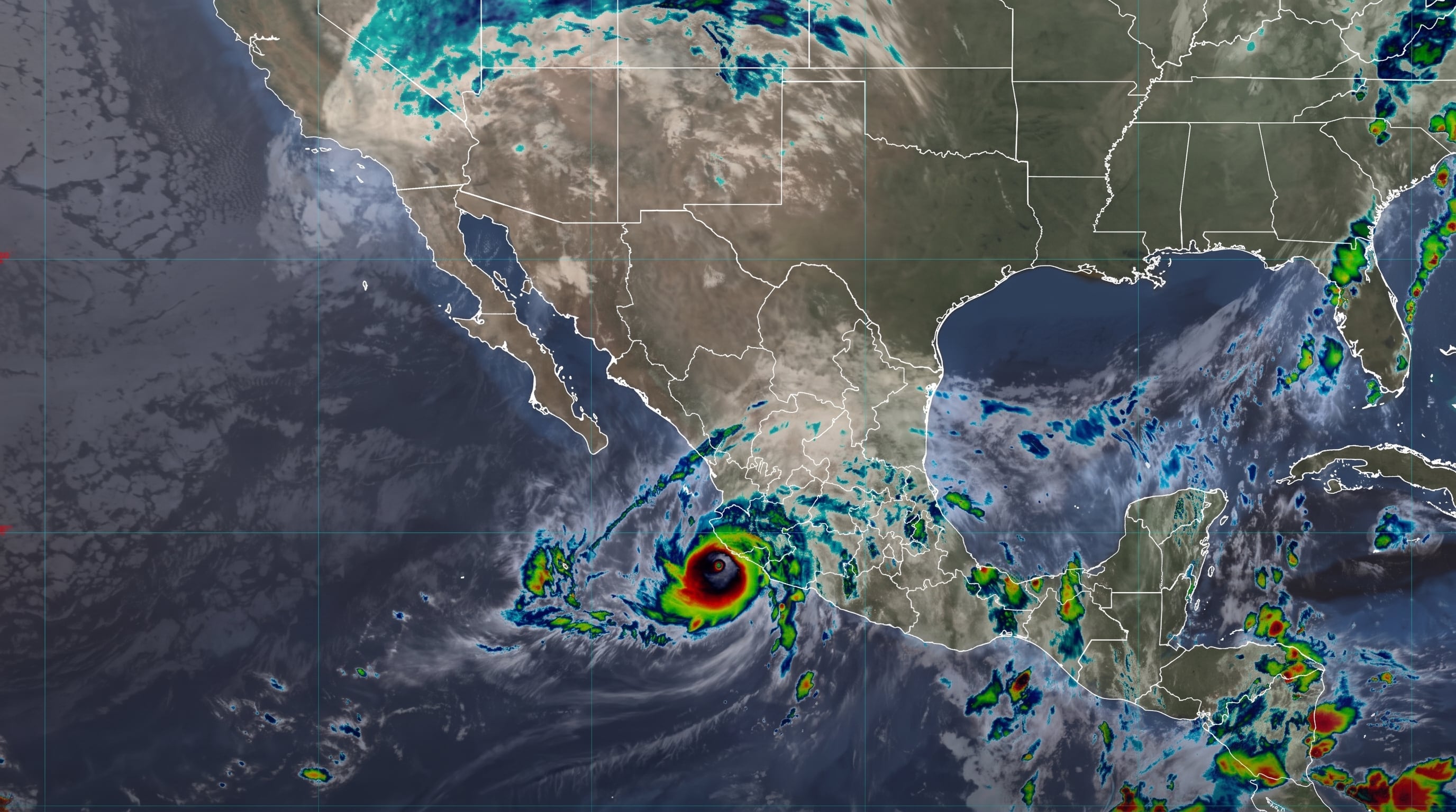 Una imagen de satélite registra un sistema ciclónico activo sobre el océano Pacífico frente a la costa occidental de México. (Imagen Ilustrativa Infobae)